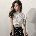 thumbnail image 2 of Women Crew Neck Crop Tops Tummy Cross Short Sleeve Sport Shirt Tank Tops, 2 of 4