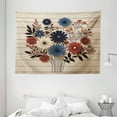 thumbnail image 2 of Ambesonne Rustic Tapestry Wall Hanging, Modern and Simple Bouquet, 80"x60", Night Blue Ruby and Champagne, 2 of 3