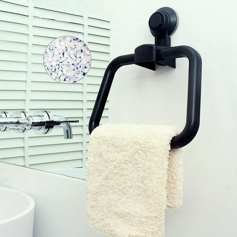 Suction Cup Towel Rings, Towel Holder, No Drill Wall Mount Hand Towel  Holder, Washcloth Hanging Towel Rack for Laundry Room Black