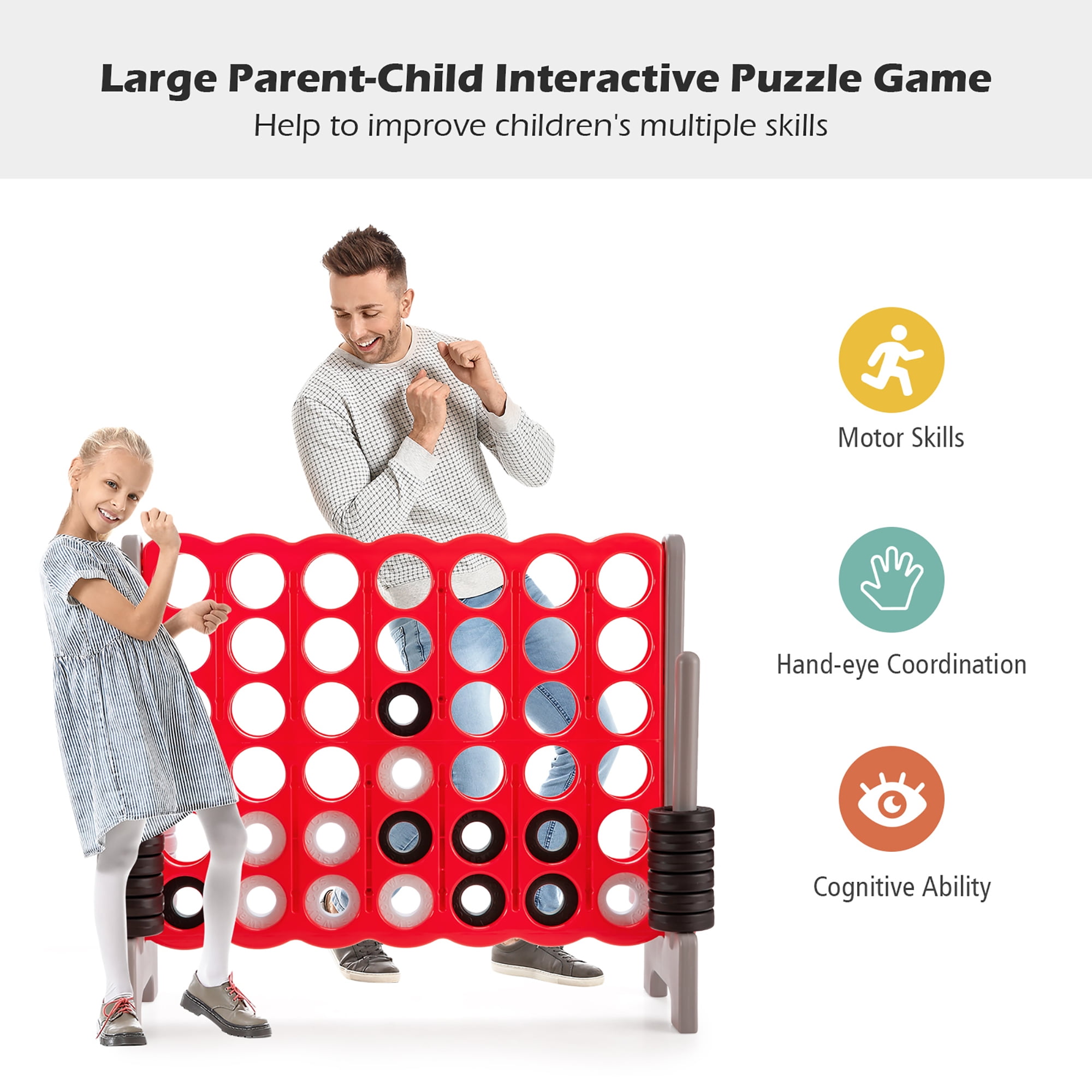 Costway Jumbo 4-to-Score 4 in A Row Game Set Outdoor Indoor Adults Kids Family Fun