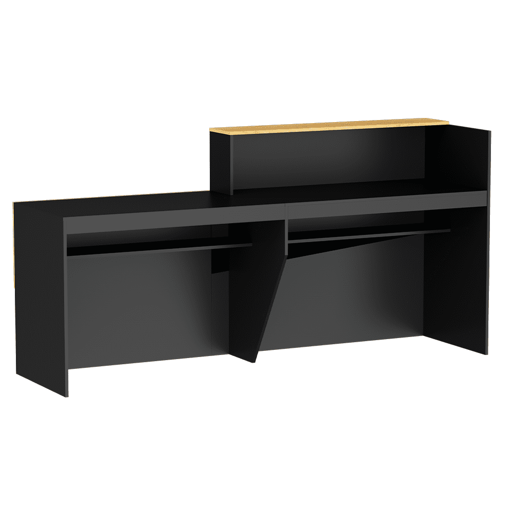QUNTTINA Reception Desk with Counter, Modern Front Desk Reception Room Table, 85.8 inch Retail Counter for Lobby, Beauty Salon, Home Office Desk, Black