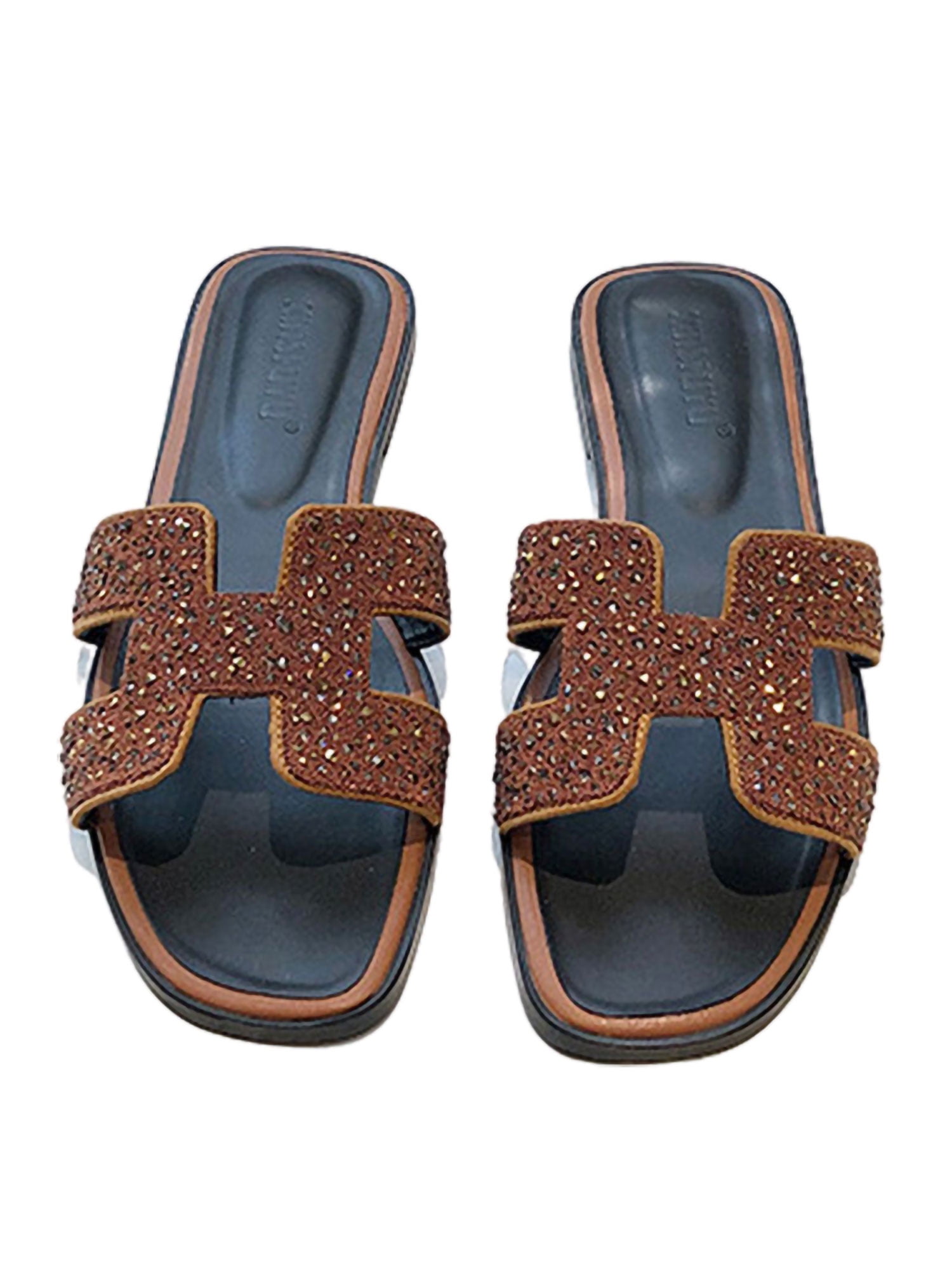 ladies leather sliders