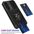 thumbnail image 3 of Phone Case for Samsung Galaxy S24 5G with Slide Camera Cover and Tempered Glass Screen Protector Credit Card Holder Hard Ring Stand Hybrid TPU Cell Accessories S 24 24S GS24 G5 Women Men Black, 3 of 12