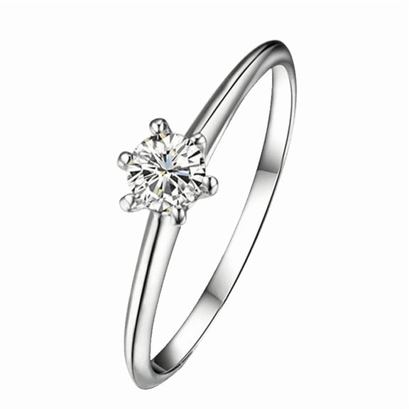 Yoursfs Classic CZ Solitaire Ring for Women Silver Plated 0.5ct Radiant Cut Cubic Zirconia Promise Rings Engagement Wedding Band (Size 9)