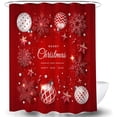 thumbnail image 5 of Christmas Shower Curtain Red Christmas Multi Ball Polyester Fabric Bathroom Shower Curtain 72X72 Inch, 5 of 6