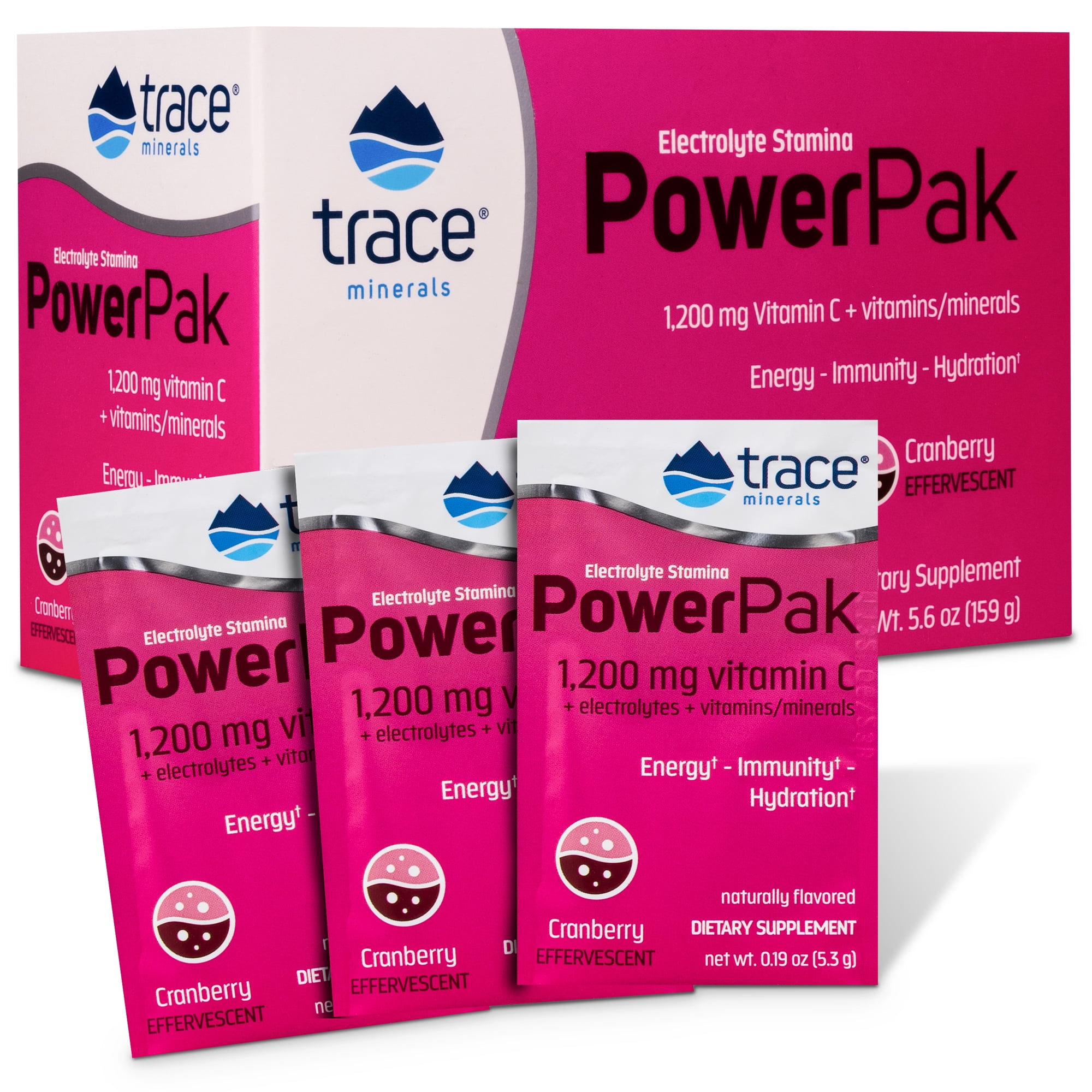 Trace Minerals Power Pak Electrolyte Powder Packets 1200mg Vit C