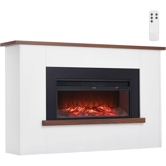 65.5 inch Freestanding Fireplaces, 1500W 5120BTU Fake Electric Fireplace Stove Heater with Mantel, Overheating Protection, Adjustable Flames,Timer, Remote, for Living Room,Bedroom