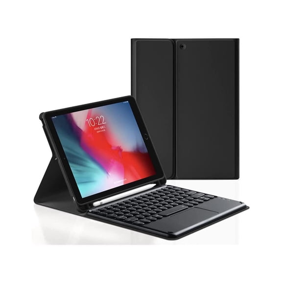 Keyboard case for iPad 9.7 for iPad 2018 (6th Gen) - iPad 2017 (5th Gen) - iPad Pro 9.7 - iPad Air 2&1-Touchpad Detachable Keyboard with Pencil Holder -Slim Leather Folio Smart Cover