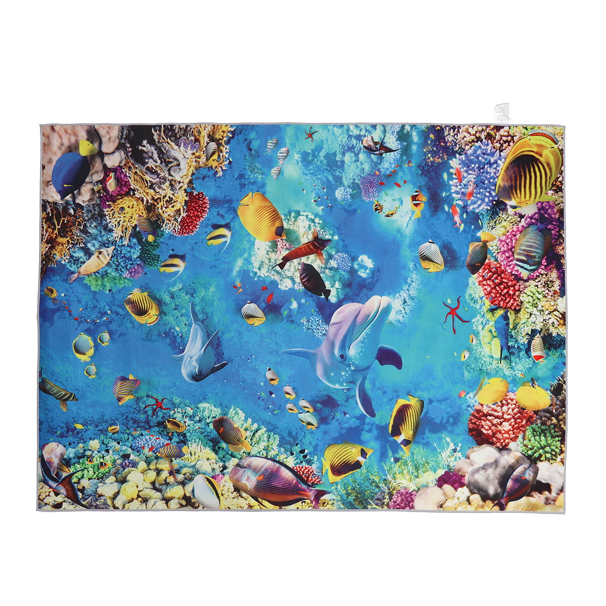 Round Area Rug 3 Feet Coral Reef Troical Fish Non-Slip Circular Area Rugs Kitchen Floor Mat Washable Floor Carpet for High Chair Bedroom Living Room Study Playing 