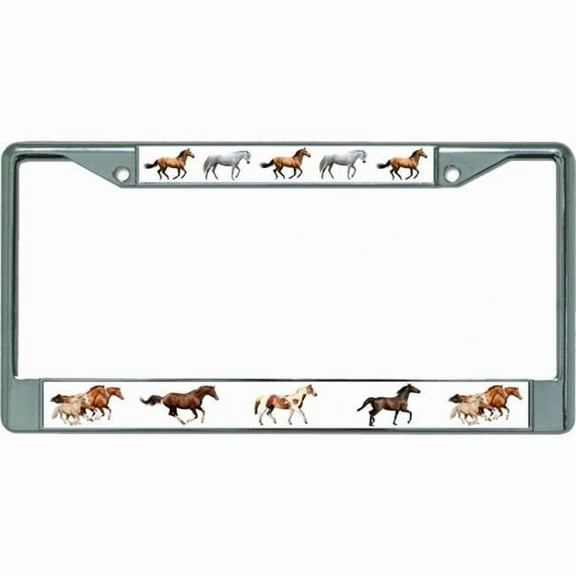 Wild Horses Chrome License Plate Frame