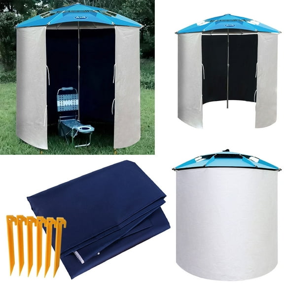 Fiudx Sombrilla de Pesca de Doble Capa para Exteriores, Media Tela, Protección Contra El Viento y La Lluvia, Fácil Instalación, Universal para Sombrillas de Pesca, Tamaño 4,6 X 1,65 M, Juego Completo