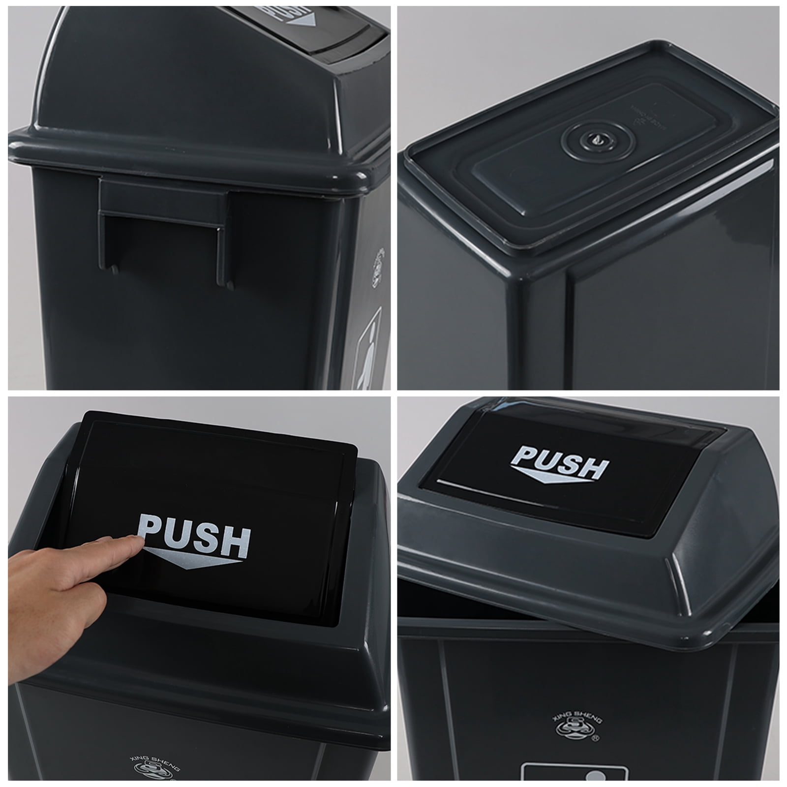 Xeabia 6 Gallon Plastic Swing Lid Trash Can, Plastic Garbage Can with Lid, 4 Packs
