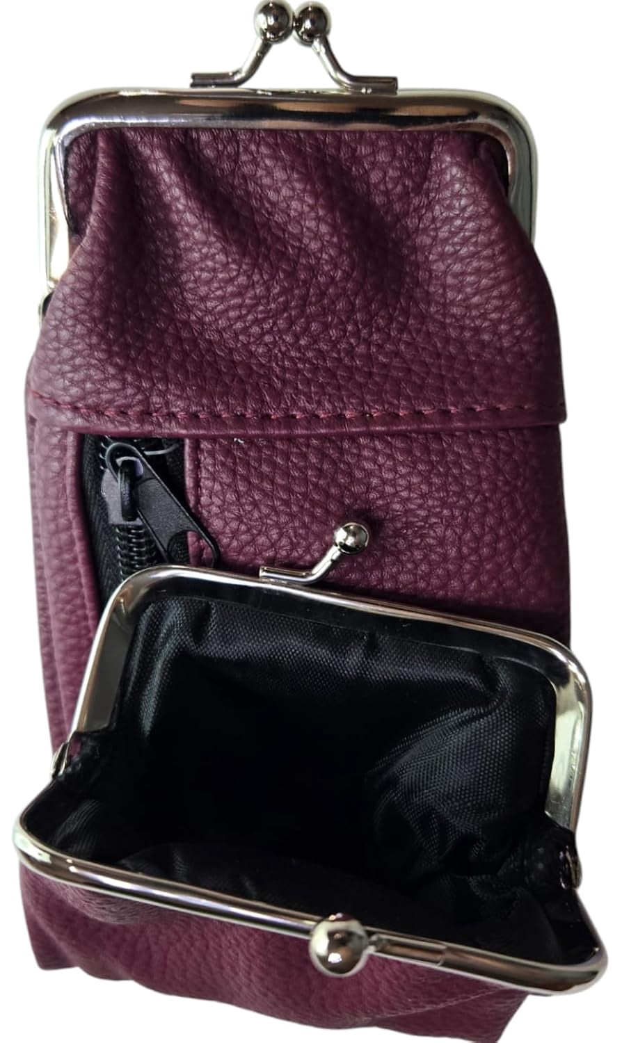Delux 100s Cigarette Case with 2 Compartment one for ID, CC The Other for Change. Faux Leather. (Burgundy)