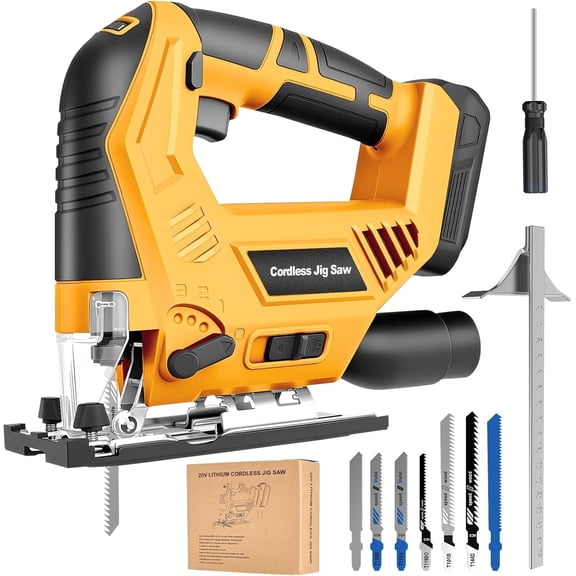 Jig Saw Compatible with Dewalt 20V Max Battery (No Battery), Cordless Jig Saw Brushless Jigsaw Tool with LED Light, 0°- 45° Bevel Cuts, 3 Orbital Settings for Straight/Curve/Circle Cutting