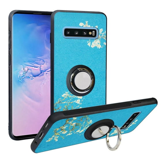 Labanema Samsung Galaxy S10 Case with 360 Degree Rotating Ring Stand, Support Magnetic Car Mount, Protective Cover for Samsung Galaxy S10 (Apricot Flower)