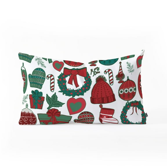 Society6 Gabriela Fuente Fun Christmas Oblong Decorative Throw Pillow, Christmas, Holidays, Green, 23" x 14"
