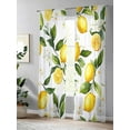 thumbnail image 4 of Summer Lemon Sheer Curtains 2 Panels Set Leaf Yellow Fruit Countryside Watercolor Flower Lihgt Filtering Rod Pocket Voile Drape, Semi Sheer Window Curtains for Bedroom Living Room, 52"x84", 4 of 5