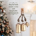 thumbnail image 4 of MesuBari Cow Bells - Set of 3 Gold Metal Decorative Bells with Jute Hanging Rope, 5.5", 4.5", 3.5" for Home Decor, Meditation Room, Yoga Studio, Buddhist Altar, 4 of 7