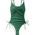 thumbnail image 5 of WREESH Womens One Piece Swimsuit Solid Color Swim Suits New Fashion Bikini Backless Sling Small Fresh Swimsuit for Bikinis Tops Sleeveless Bathing Suits Green, 5 of 5