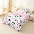 thumbnail image 2 of Erosebridal Cute Bowtie Twin Comforter Sets For Girl,Football Sport Games Ball Theme Kids Bedding Set,Reversible Pink 2 Pieces, 2 of 7