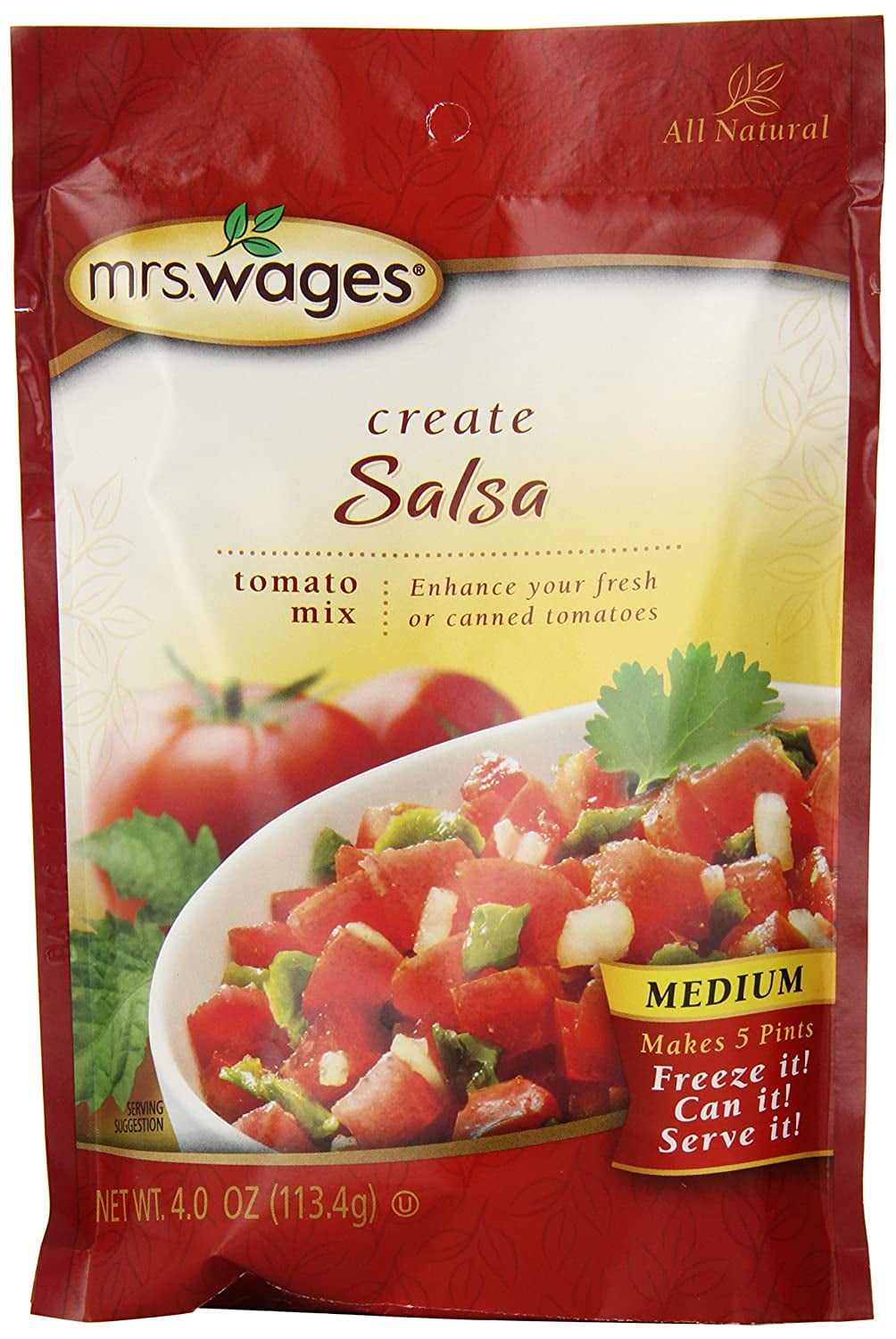 Mrs. Wages Medium Salsa Tomato Mix, 4Ounce Packages (Pack of 6
