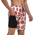 thumbnail image 3 of Haiem Hand Drawn Strawberry Mens Swim Trunks with Compression Liner 2 in 1 Swimming Shorts Stretch Swimwear Quick Dry,Board Shorts-Medium, 3 of 9
