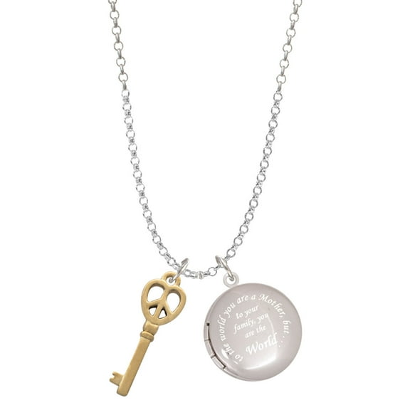 Delight Jewelry Goldtone Open Peace Heart Key To the World You are a Mother Locket Necklace