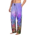 thumbnail image 2 of Uemuo Colorful Purple Cosmos Flower Pattern Men's Wide Leg Palazzo Lounge Pants with Pockets Light Weight Loose Comfy Casual Pajama Pants-, 2 of 9