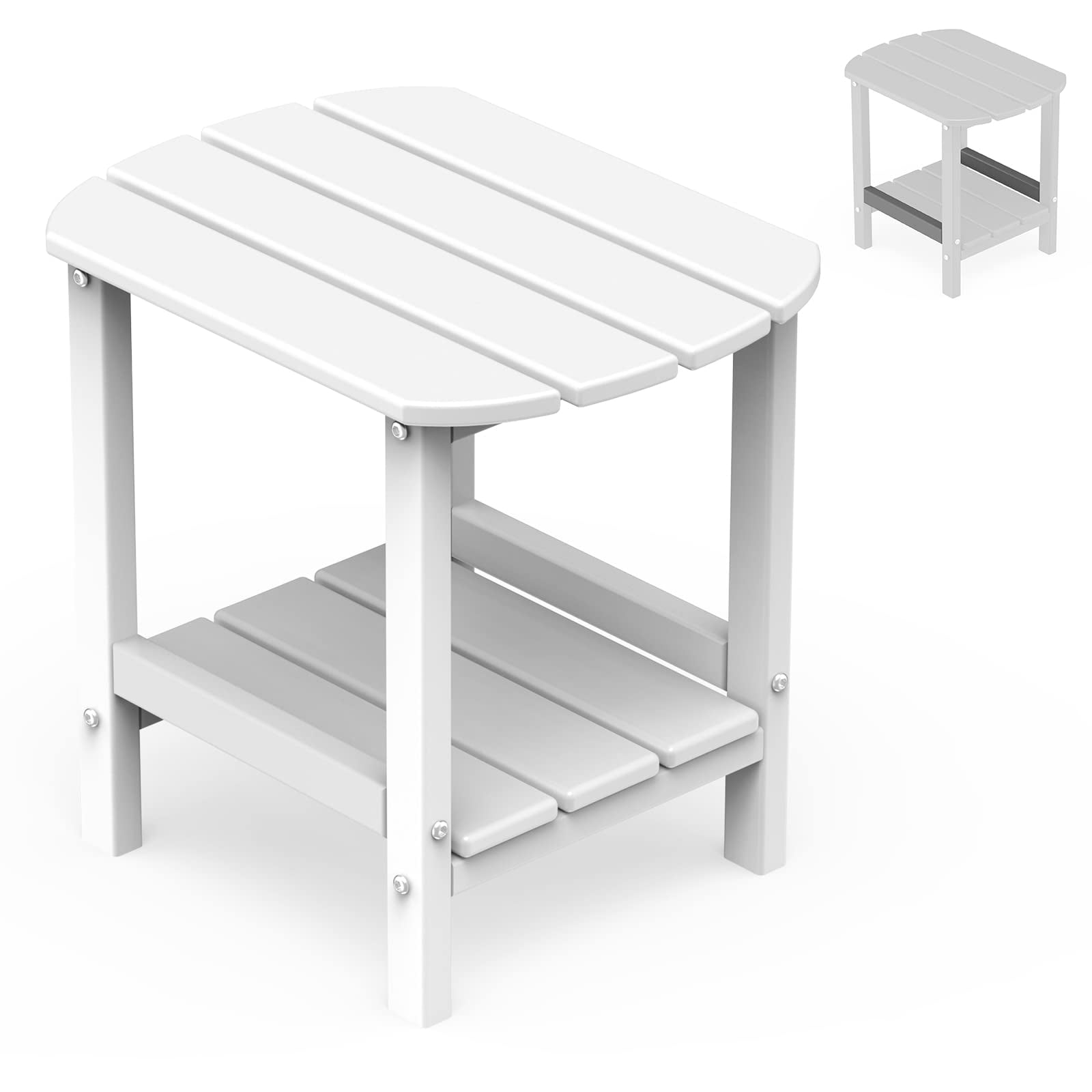 Adirondack Outdoor Side Table,Double 18" HDPE Patio End Table Weather Resistant &Easy Assembly