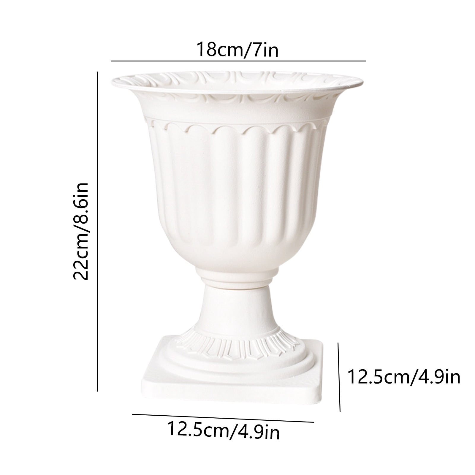 YiJuHui 2pcs Plastic Urn Planters for Outdoor Plants, Tall Round Classic Resin Traditional Flower Pots - Large Imitation Stone Decorative Pot Patio Deck Front Porch