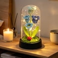 thumbnail image 5 of Handmade Crochet Flower Night Light, LED Knitted Flower Lamp Dome, Warm Glow Bedroom Desktop Decor Gift For Women Mom Girls Birthday, 5.12x2.76x2.76 Inch, 5 of 7