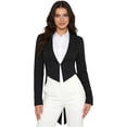thumbnail image 4 of iiniim Women's Suit Balzer Long Sleeve Tailcoat Jackets Pageant Evening Cocktail Party Tuxedo Dress Coats Black L, 4 of 7