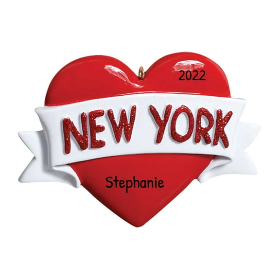 Ornaments by Elves Personalized New York in Heart Christmas Tree Ornaments 2024 Holiday Decor .25lbs