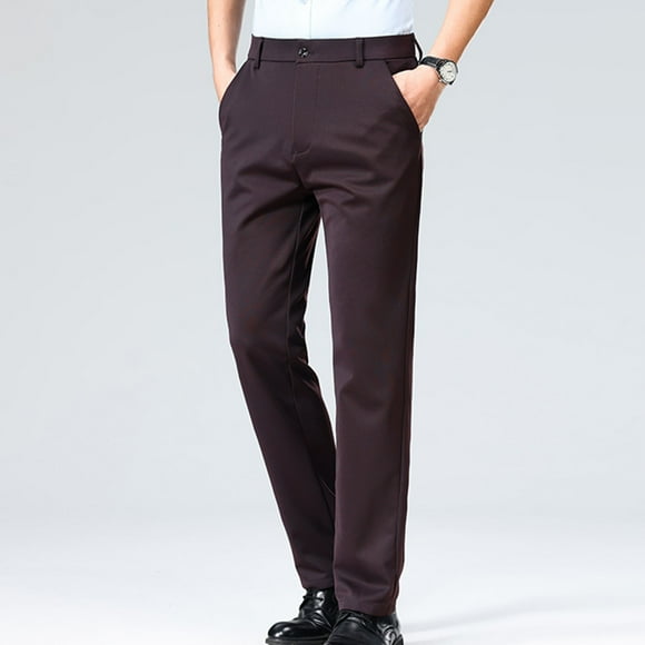 AherBiu Mens Dress Pants Pantalon Habillé pour Homme Taille Extensible Coupe Ajustée Pantalon de Complet avec Poches Extensible devant Plat