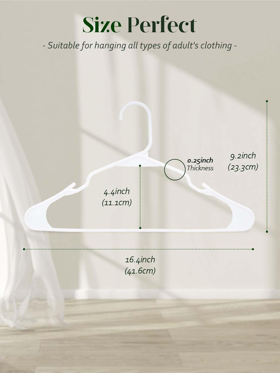 ACSTEP Clothes Hanger 100 Pack,Durable and Strong Plastic Hangers with Shoulder Grooves, Non-Slip Space Saving Closet Organizers(White）