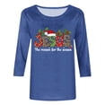 thumbnail image 4 of JURANMO Deals Of The Day Lightning Womens Christmas Shirts Funny Letter Graphic Print Tees Shirt Crewneck 3/4 Sleeve Tops Holiday Pullover Tunic Tshirt for Xmas Gifts Blue L, 4 of 5