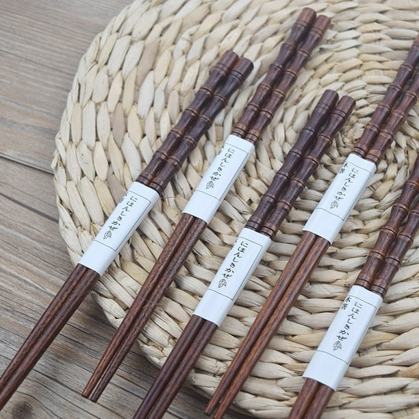 Fridja Wooden Chopsticks Reusable Dishwasher Safe 5 Pairs Chinese Asian