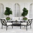 thumbnail image 3 of Martha Stewart 4-Piece Indoor-Outdoor Conversation Set with Loveseat, 2 Chairs, and Coffee Table with Steel Frames in Black with Cream All-Weather Cushions, 3 of 12