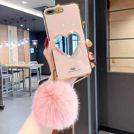 Makeup Mirror Mobile Phone Case, Luxurious Bling Heart-Shaped Mirror Phone  Case(iPhone 7/8)