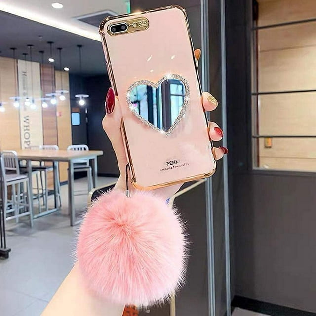 Makeup Mirror Mobile Phone Case, Luxurious Bling Heart-Shaped Mirror Phone Case(iPhone XR)