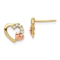 thumbnail image 1 of Quality Gold YE1868 14K Two-Tone CZ Heart Post Earrings, 1 of 1