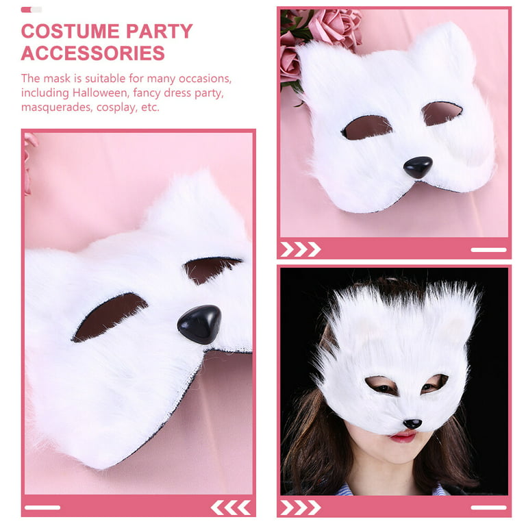 2pcs Fox Mask Masquerade Mask Plush Fox Mask Carnival Party Cosplay Mask  Costume Accessory