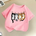 thumbnail image 4 of WhouRiu Big Girls Tshirt Cartoon Cat Prints Short Sleeve Loose Tee Shirt Kids Comfy Breathable T Shirts Pink,Sized 8-10, 4 of 4
