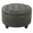 thumbnail image 2 of Homepop Home Decor | Large Button Tufted Faux Leather Round Storage Ottoman | Ottoman with Storage for Living Room & Bedroom (Gray), 2 of 8