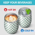 thumbnail image 4 of 12oz Stemless Wine Tumblers Green and White Checkerboard Pattern Vacuum Insulated Stainless Steel Travel Tumbler Cups Mug with Lid and Straw for Champaign,Cocktail,Beer with Cleaning Brush, 4 of 5