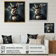 thumbnail image 4 of Designart "The Rabbit London Mob II" Animals Wall Art - Modern Grey Rabbit Gangster Mafia Entryway Wall Art, 4 of 6
