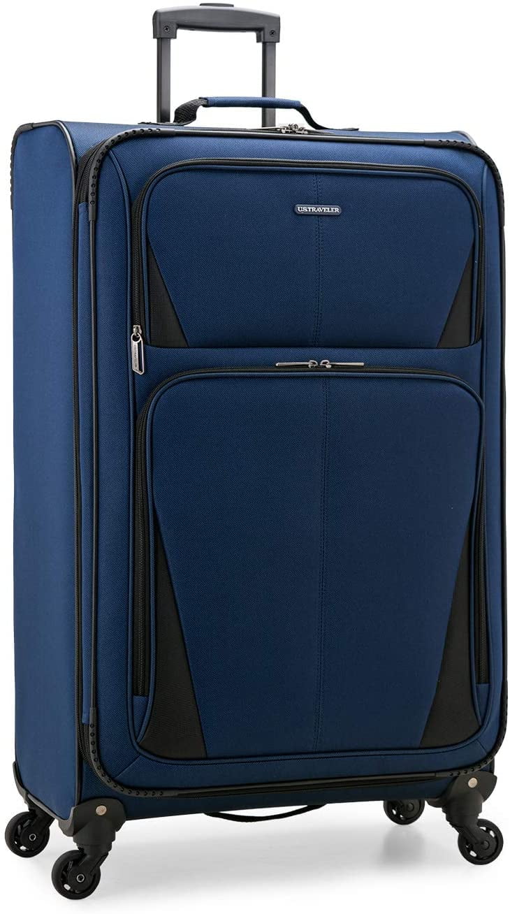  VERAGE Toledo 3 Pieces Luggage Sets, Softside Expandable  Spinner Wheel Suitcase with Flashlight, Navy, 3-Piece Set(20/24/29)