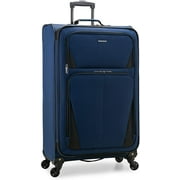 U.S. Traveler Aviron Bay Expandable Softside Luggage with Spinner Wheels, Navy, Checked-Large 31-Inch