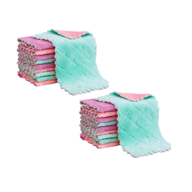 Oleegame 2PC Trashcans For Bedroom 10 Pack Of Dish Towels For Kitchen Super Absorbent Kitchen Towels Coral Cleaning Rags Machine Washable Gray