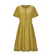 thumbnail image 4 of Vestido de lino de algodón con cuello redondo y botones de manga corta informal liso para mujer Pompotops ghjkhdj15673, 4 of 5